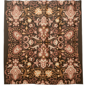 Rideaux De Douche Motif Floral Arabesque. Style Art Déco