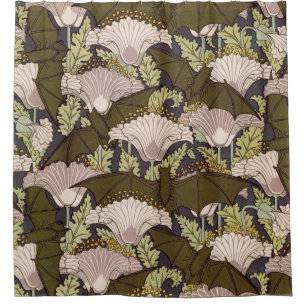 Rideaux De Douche Motif floral Art nouveau vintage avec chauve-souri