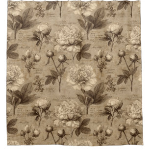 Rideaux De Douche Motif floral botanique vintage (2)