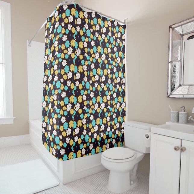 Rideaux De Douche  Motif floral chic monogramme  (En situation)