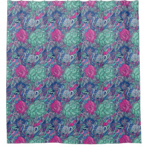 Rideaux De Douche Motif floral coloré de griffonnage