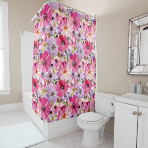 Rideaux De Douche Motif floral d'aquarelle d'été