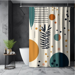 Rideaux De Douche Motif floral de cercles bohèmes verts et orange ab