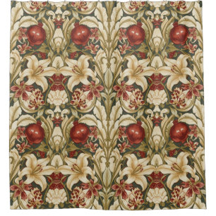 Rideaux De Douche Motif floral de lys et de grenade de William Morri
