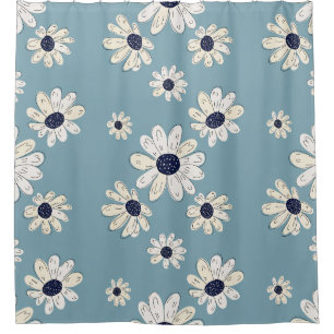 Rideaux De Douche Motif floral de marguerite minimaliste (2)