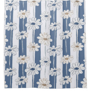 Rideaux De Douche Motif floral de marguerite minimaliste (3)