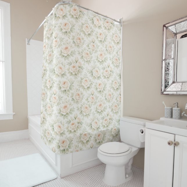 Rideaux De Douche Motif floral de mariage (En situation)