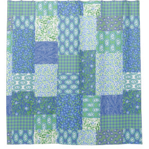 Rideaux De Douche Motif floral de patchwork de Faux de Boho de