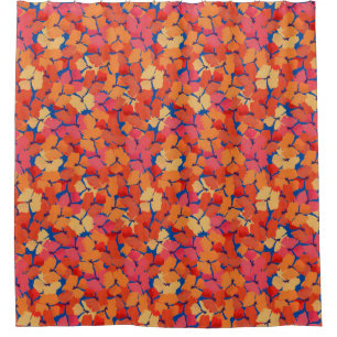 Rideaux De Douche Motif floral de pavots roses de jaune orange sur