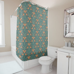 Rideaux De Douche Motif floral de style Art nouveau orange en forme