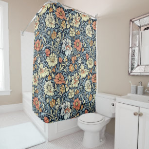 Rideaux De Douche Motif floral de style William Morris à feuilles d'