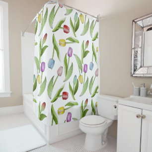Rideaux De Douche Motif floral de tulipe coloré moderne