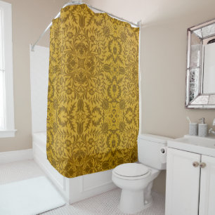 Rideaux De Douche Motif floral doré orné avec symétrie