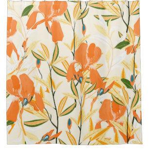 Rideaux De Douche Motif floral incomparable. Arrangement orange iris