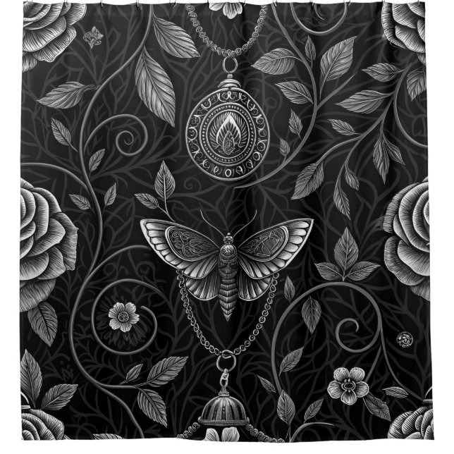 Rideaux De Douche Motif floral papillon gothique (3) (Devant)