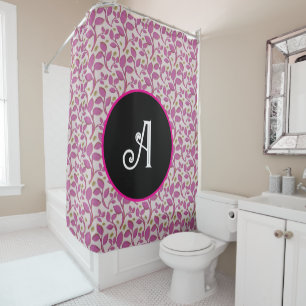 Rideaux De Douche Motif floral personnalisé de vigne rose 