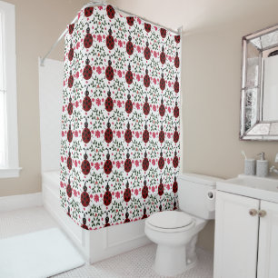 Rideaux De Douche Motif floral sans couture de coccinelle mignonne