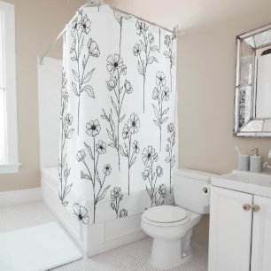 Rideaux De Douche Motif floral sans couture minimaliste en ligne art