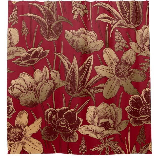 Rideaux De Douche Motif floral sans soudure. arrière - plan de print (Devant)