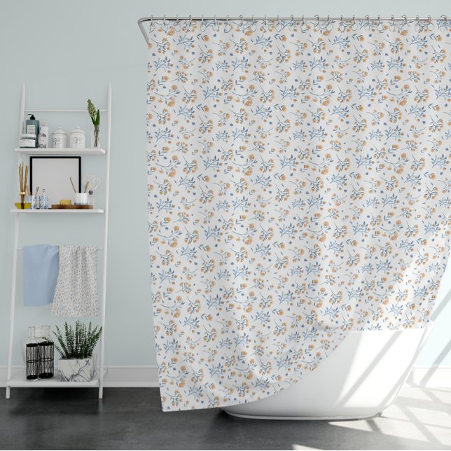 Rideaux De Douche Motif floral simple blanc (White Simple Watercolor Floral Pattern Shower Curtain)