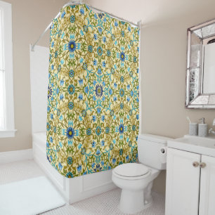 Rideaux De Douche Motif floral vintage bleu aux marguerites de Willi