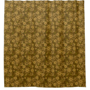 Rideaux De Douche Motif floral vintage d'or