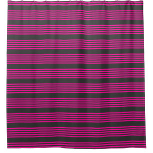 Rideaux De Douche Motif Fuchsia et charbon de bois cinq bandes