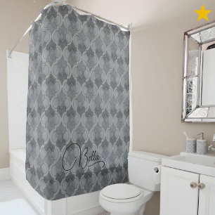 Rideaux De Douche Motif géométrique à l'aquarelle avec nom personnal
