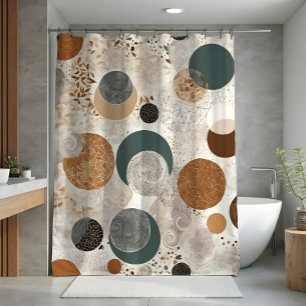 Rideaux De Douche Motif géométrique abstrait de cercles Bohème neutr