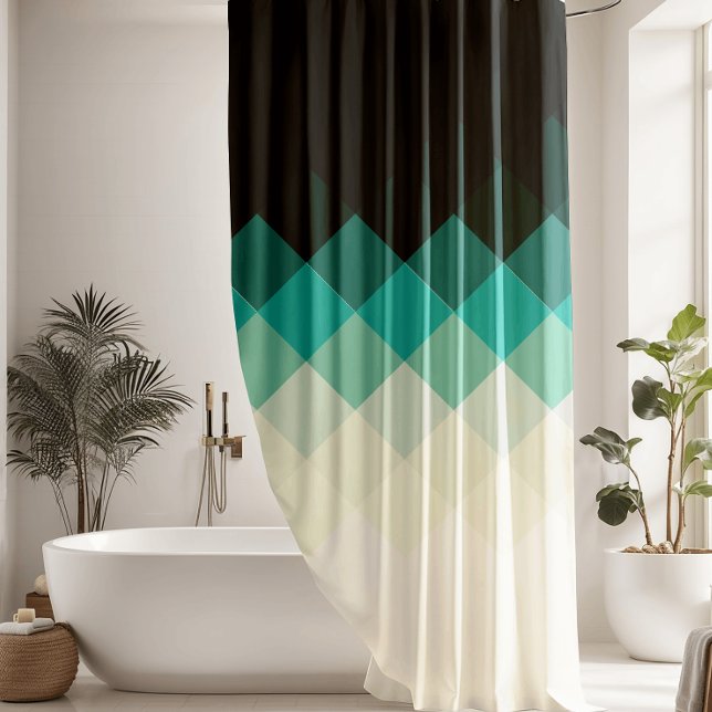 Rideaux De Douche Motif géométrique bleu moderne (Créateur téléchargé)