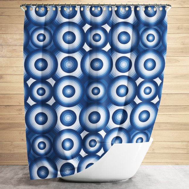 Rideaux De Douche Motif géométrique bleu moderne (Modern Blue Geometric Pattern Shower Curtain)