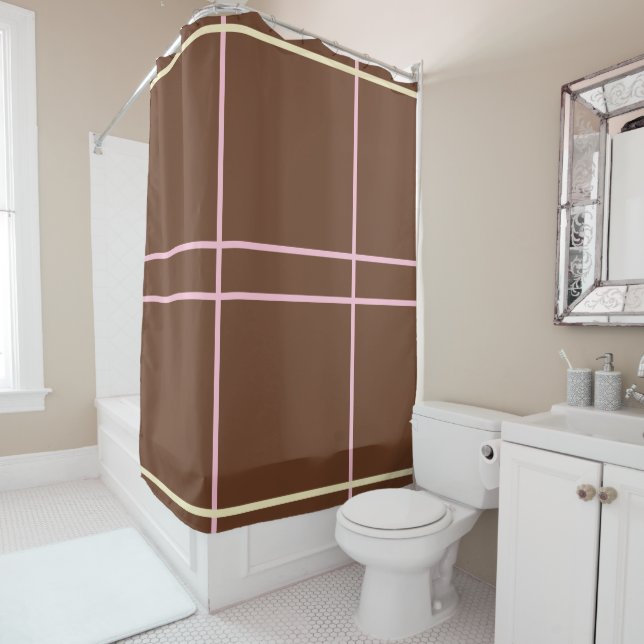 Rideaux De Douche Motif géométrique Chocolat Fraise Vanille (En situation)