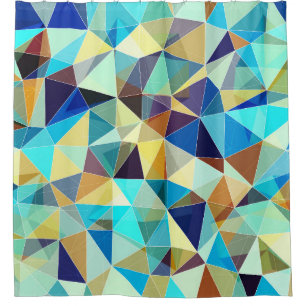 Rideaux De Douche Motif géométrique coloré, arrière - plan triangles