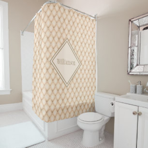 Rideaux De Douche Motif géométrique diamant Champagne personnalisé