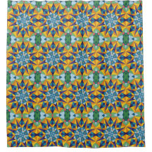 Motif géométrique fractal bleu et jaune
