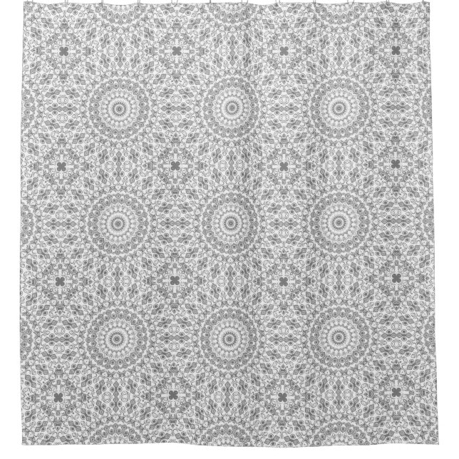 Rideaux De Douche Motif géométrique mandala gris (Devant)