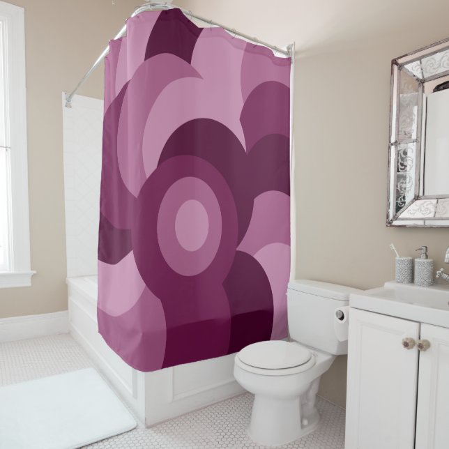 Rideaux De Douche motif géométrique moderne rose violet (En situation)