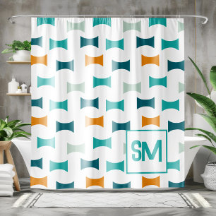 Rideaux De Douche Motif géométrique Monogramme rétro du milieu du si