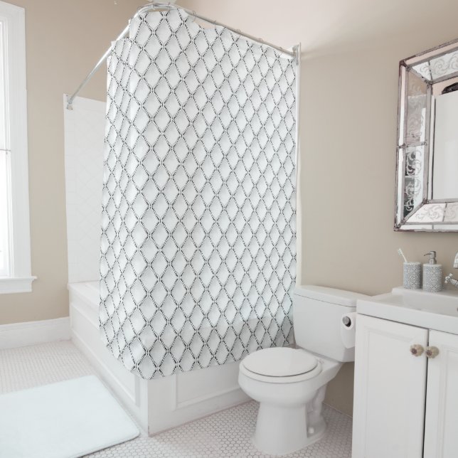 Rideaux De Douche Motif géométrique noir et blanc. (En situation)