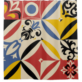 Rideaux De Douche Motif géométrique Rétro Seites Azulejos