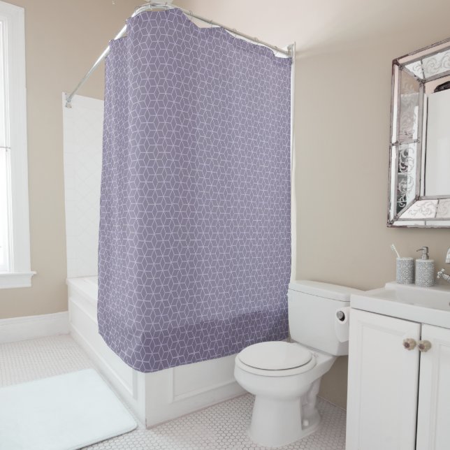Rideaux De Douche Motif géométrique violet (En situation)
