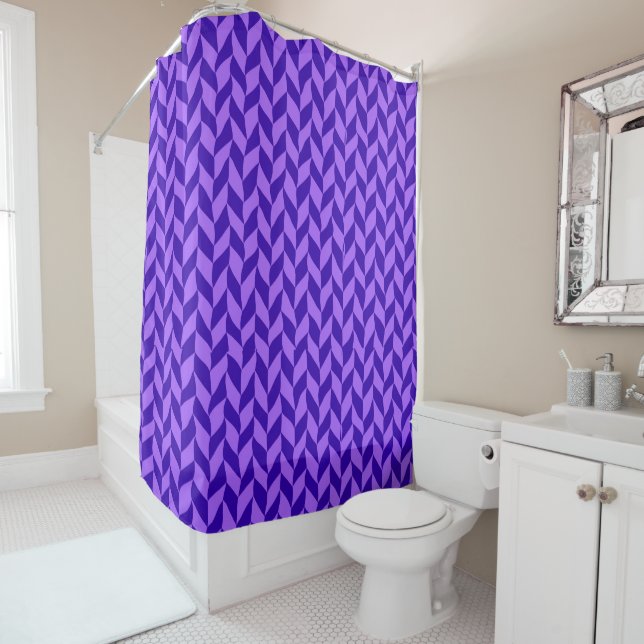 Rideaux De Douche motif géométrique violet (En situation)