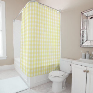 Rideaux De Douche Motif Gingham Pastel Jaune Fermes Modernes