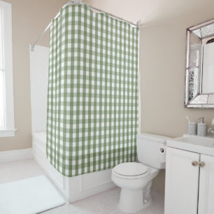 Rideaux De Douche Motif Gingham Pastel Vert Moderne Ferme Américaine