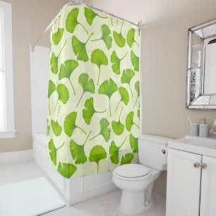 Rideaux De Douche Motif Ginkgo sur blanc