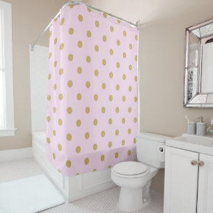 Rideaux De Douche Motif girly tendance moderne à pois rose et or