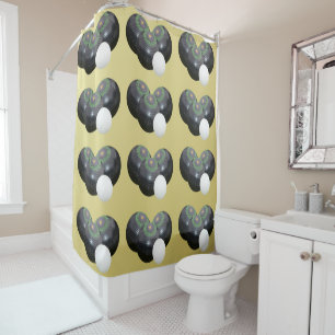 Rideaux De Douche Motif Gold Et Black Lawn Bowls,
