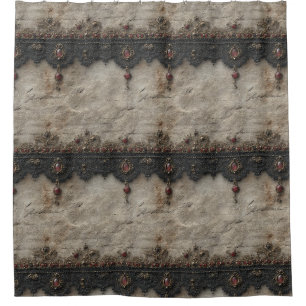 Rideaux De Douche Motif gothique en dentelle rubis victorien (1)