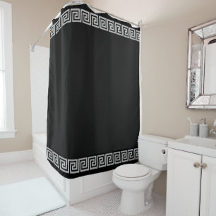 Rideaux De Douche Motif grec clair sur noir
