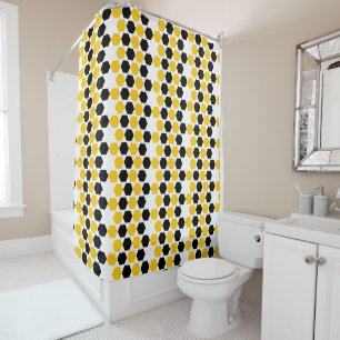 Rideaux De Douche Motif hexagramme Hex Noir Noir Jaune
